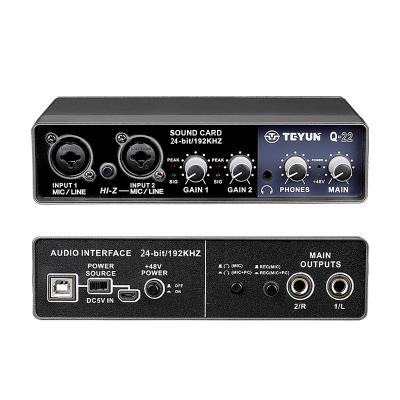 China TEYUN Popular Professional Microphone Sound Card USB External Computer No Microphone Engine Live Recording Audio Interface for sale