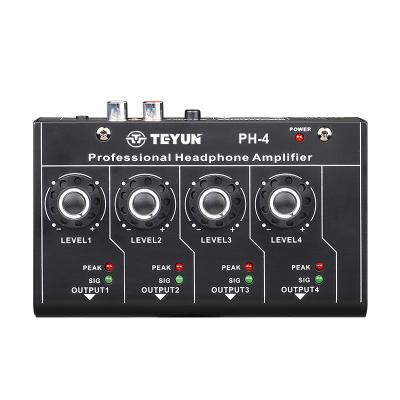 China Mini Speaker TEYUN PH4 Audio Music Mixer 4 Channel Mini Mixer Headphone Dispenser Portable Audio Mobile Phone Computer for sale