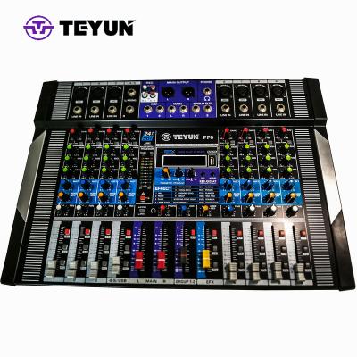 China TEYUN 8 Channel Digital Mixer Power Amplifier Machine PF8 High Power Amplifier Microphone Wireless Integrated Audio Equipment for sale