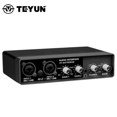 China New Teyun Q-22 Music Mixer USB Sound Card USB Preamplifier Audio Interface Professional External Live Recording Sound Card for sale