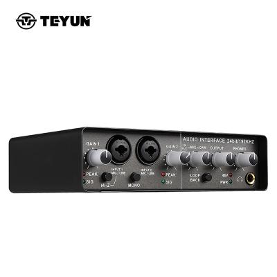 China New Teyun Q-24 Mixer Music Sound Card USB Preamplifier USB Recording Professional External Live Studio Sound Card Audio Interface for sale