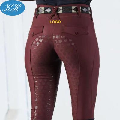 China Breathable ODM Fashion Lady Equestrian Clothing Burgundy Performance Breeches Ladies Silicone Breeches for sale