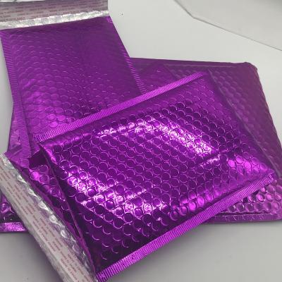 China Metallic Bubble Envelope Protective Packaging Foil Stylish Colorful Purple Delivery Bag, Bubble Mailer For Mail for sale