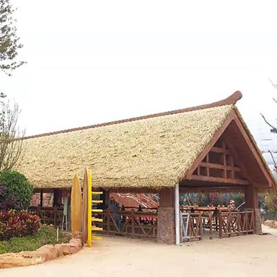 China Beach Antiseptic Durable Synthetic Umbrella Artificial Thatch Eaves Simulated Straw Wooden House Roof Thatch for sale