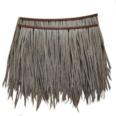 China Antiseptic Compound Synthetic Roof Tile Insect Proof Thatch Gutters Palm Leaf Artificial Thatch for sale