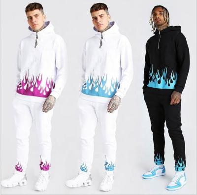 China Breathable Wholesale Print 2 Piece Outfits Pullover Hoodie And Jogger Sets Leisure Mens Tracksuit for sale