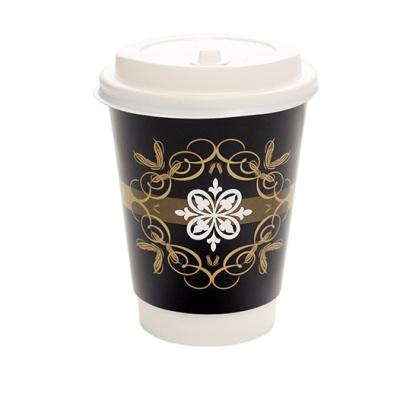 China Disposable Custom Printing Black Double Wall Paper Cups Hot Drinks Offset Printing Shopping All Size Accepted for sale