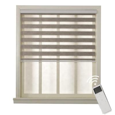 China Home Decor Zebra Blind Motorized Wi-Fi Remote App Window Blackout Zebra Smart 100% Automatic Blind Day & Night for sale