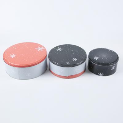 China Package Wholesales Round Empty Gift Tin Box With 3 Sets For Cake Cookies Packing Tin for sale