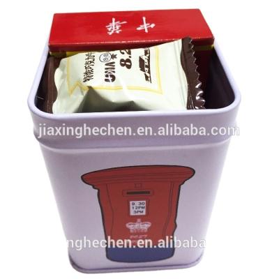 China Hot Direct Factory Sale Materials Factory Recycled Metal Mini Sweet Tin Box Recycled Square Candy Tin Box for sale