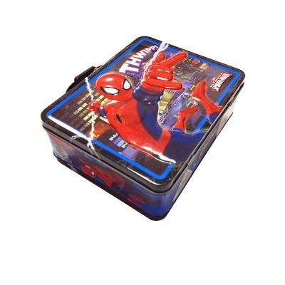 China Custom Tall Storage Rectangle Metal Lunch Tin Box With Lock And Handle for sale