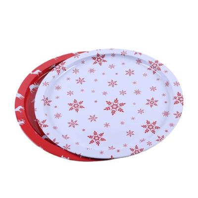 China Wholesale Round Fruit Printed Beer Can Food Tray Food Tin Tray for sale