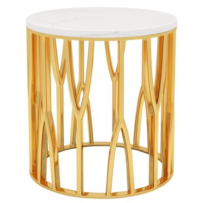 China European style metal coffee tea table modern marble round side table easy to clean small for living room for sale