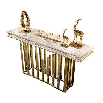 China Foshan console table gold metal marble entrance hall table easy clean luxury nordic console table for living room for sale