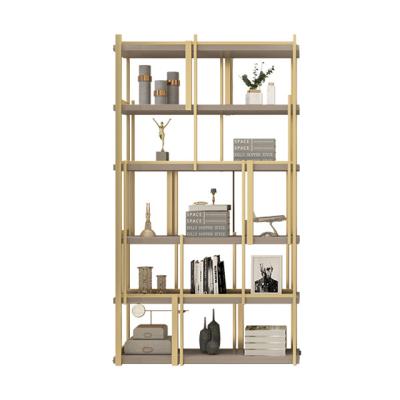 China Simple home decoration furniture storage home office stainless steel book rack book rack shelves gold metal bookcase for sale