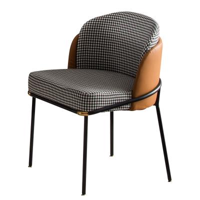 China Nordic Luxury Leather Houndstooth Design Restaurant Home Chairs Dining Modern Comedor Fabric Dining Chair for sale