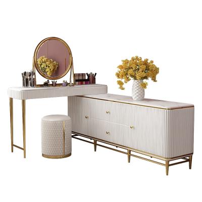 China Adjustable Marble Top (Other) Bedroom Dresser Luxury Schminktisch Solid Wood Dressing Table With TV Stand for sale