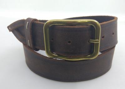 China Top Grain Vintage Leather Belt Center Bar Buckle BSCI / SEDEX Approved for sale