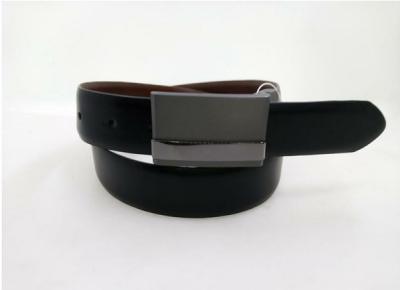 China Plate Buckle Mens Dress Belts , Black Leather Dress Belt Match With Formal Wear for sale