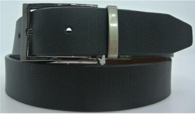 China Classic Mens Black Leather Dress Belt , Men'S Reversible Dress Belt for sale