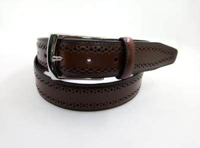 China Durable Edge Punch Coated Leather Belt , Mens Brown Leather Jeans Belt for sale