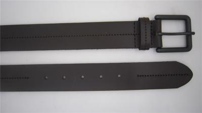 China Dark Brown Authentic Leather Belts One Ply With Middle Stitching 38 MM Width for sale