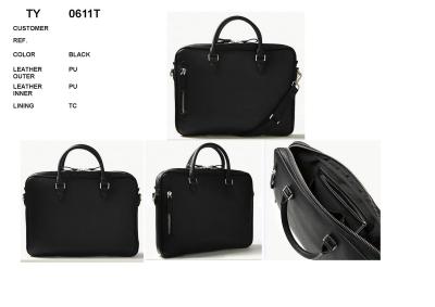 China Men ' S Metal Zipper Commuter Document Pu Leather Bag , Black Pu Handbags for sale