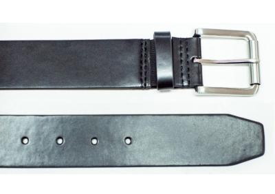 China Black PU Leather Belt For Mens , Leather Dress Belt with Antique Silver Prong Roller Buckle for sale