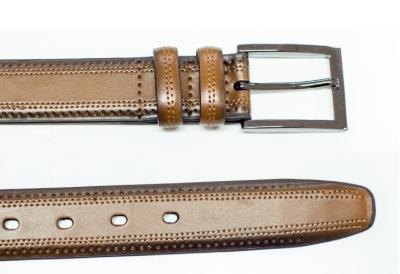 China Leisure Dark Brown Leather Belts Prong Buckle Leather Belt OEM Service for sale