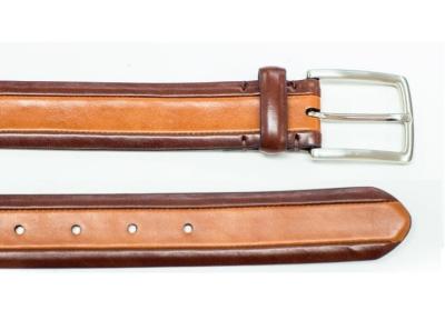 China 2 Tone Leather Belt Brown and Dark Brown Leather Belt with Pin Buckle for sale