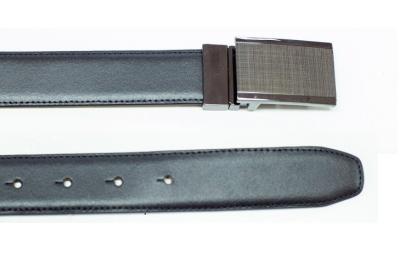 China Formal Black and Brown Coated Leather Belt Plate Reversible Buckle Leather Belt for sale