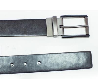 China Soft Mens Black And Brown Reversible Leather Belt With Durable Prong Buckle for sale