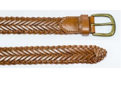 China Single Prong Buckle Brown Color Braided Belt For Jeans for sale