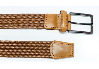 China Braided Belt Bonded Leather Mens Web Belt Buffalo Leather Tab Pin Buckle Style for sale