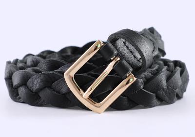 China Durable Braided Girls Leather Belt In Brown Color And Black Color High Fashion for sale