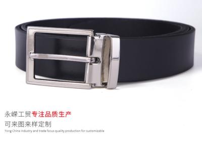 China Adjustable Prong Buckle Genuine Leather Belt  Belt In Black Color Leather Work Belt for sale