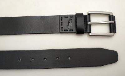 China Black Color Hand Made Genuine Leather Belt With 35MM / 32MM / 30MM Width for sale