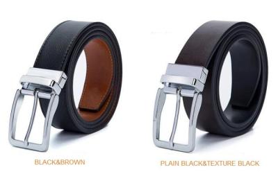 China Durable Genuine Leather Reversible Buckle Belt Two Side Full Grain Leather Belt Clamp Buckle Belt for sale