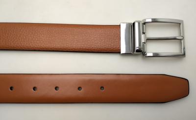 China Real Leather Reversible Buckle Belt Two Side Leather Belt Black and Brown Color for sale