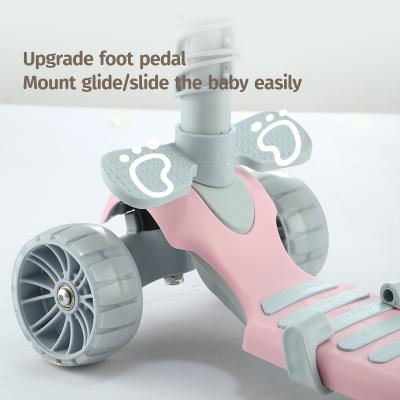 China Multi-Function Baby Balance Wheel Car Kids Unique Design Flashing PU Lighting Wheel 3 in 1 Kids Scooter with Seat Rocking Horse Scooter for sale