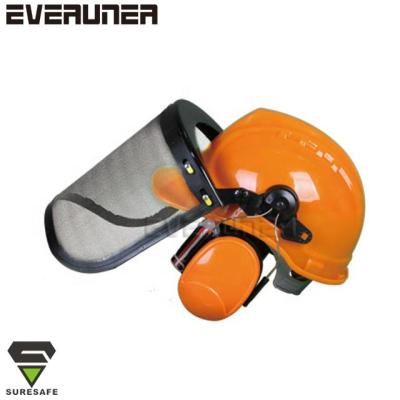 China HDPE ER9401 CE Mesh Visor Earmuff Protective Mask Safety Helmet Protective Set for sale