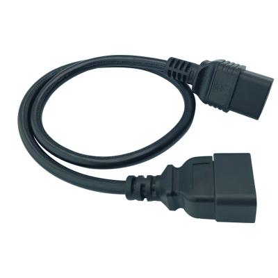 China Power Station High power C19C20 male female pair extension line PDU server connection cable 16A horizontal hole pin tail power cord for sale