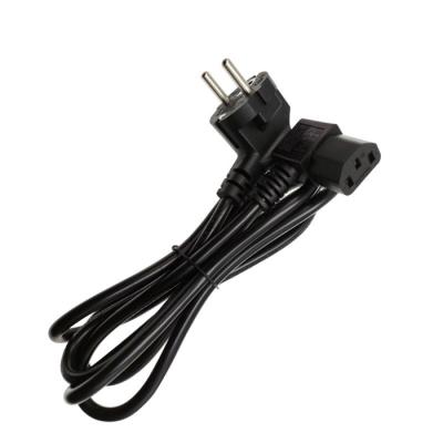 China Power Station European Standard Three Plug Left Bend Pin Tail Power Cord Computer Pin Plug Extension for sale