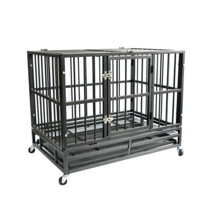 China Sustainable Heavy Duty Metal Dog Crate With Cover And Wheels For Large Dog for sale