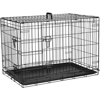 China Viable China Custom Classics Design Folding Stainless Steel Wire Dog Cage With Tray for sale