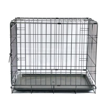 China Wholesale Hot Sale Breathable Wire Dog Cage Breathable Black Double Door for sale