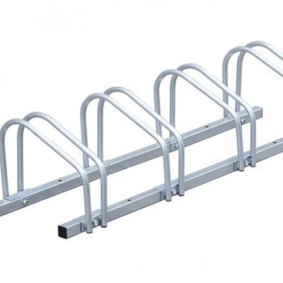 China Save Space Factory Supply Outdoor 4 Bikes Powder Cycle Bicycle Floor Rack Bicycle Storage Liner Steel Rack for sale