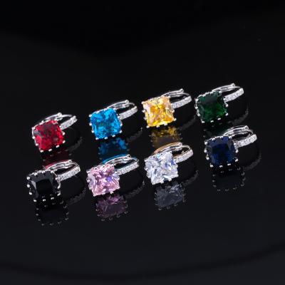 China High Quality Trendy Women's 9mm Princess Cut Diamond D.C.A. Zircons Circle Huggie Earring for sale