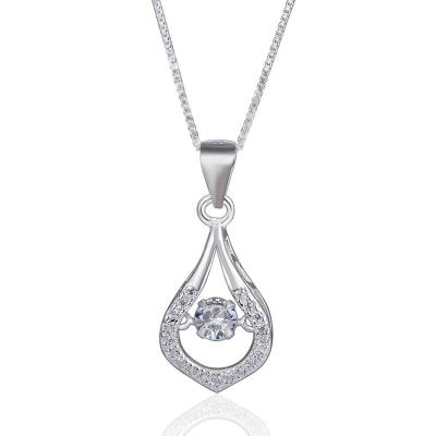 China 2021 New Design Ladies 925 Sterling Silver Zircons Waterdrop Pendant Ethnic Necklace for sale