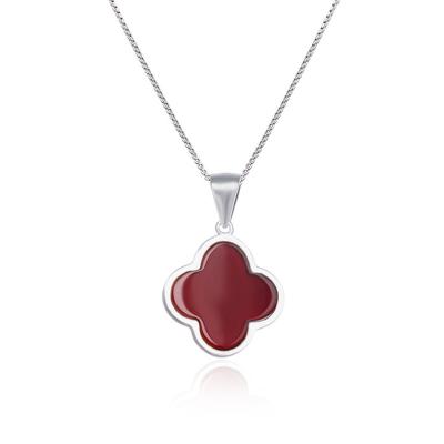 China Fashion Ladies Four Clover Ethnic European Design 925 Sterling Silver Enamel Pendant Necklace for sale